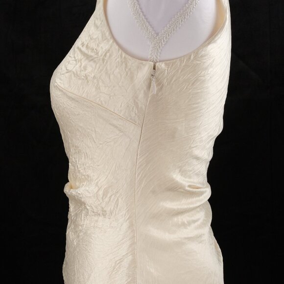 Alexander McQueen Asymmetrical Ruched Smashed Satin Top, Oyster, IT 36 (US 0) - Picture 7 of 14